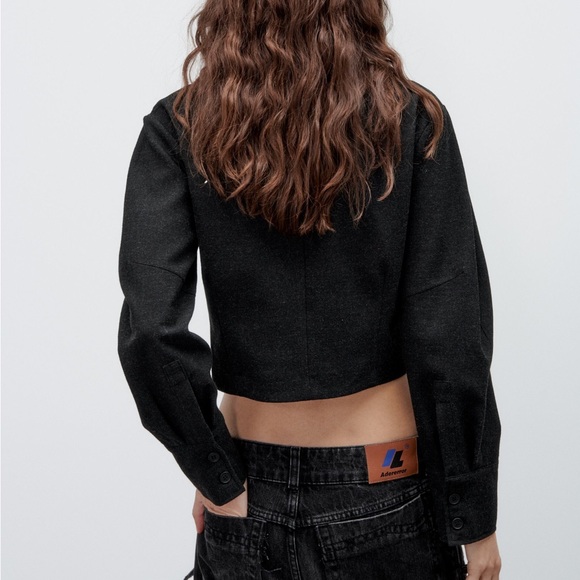 ZARA CROPPED LONG SLEEVE SHIRT - Picture 4 of 9